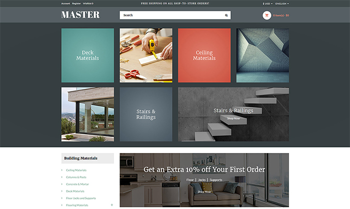 Building Materials Responsive OpenCart Template