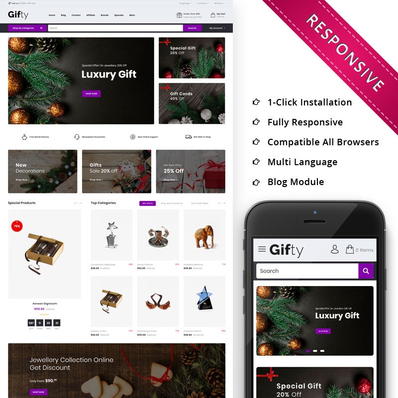 Gifty - The Gift Store Responsive OpenCart Template