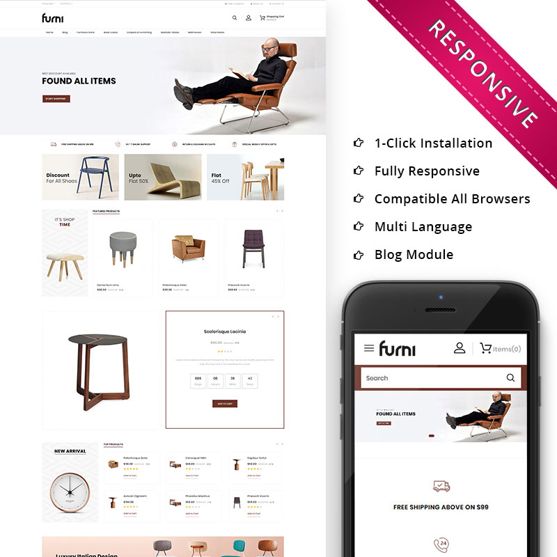 Furni - The Furniture Store Responsive OpenCart Template