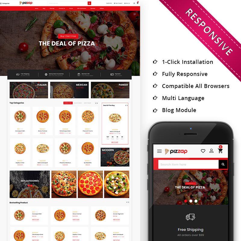 Pizzap - The Pizza Store OpenCart Template