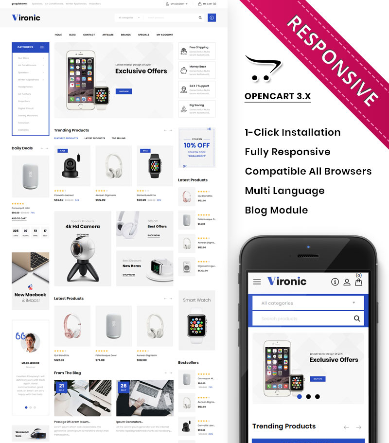 Vironic - The Mega Electronic Store OpenCart Template