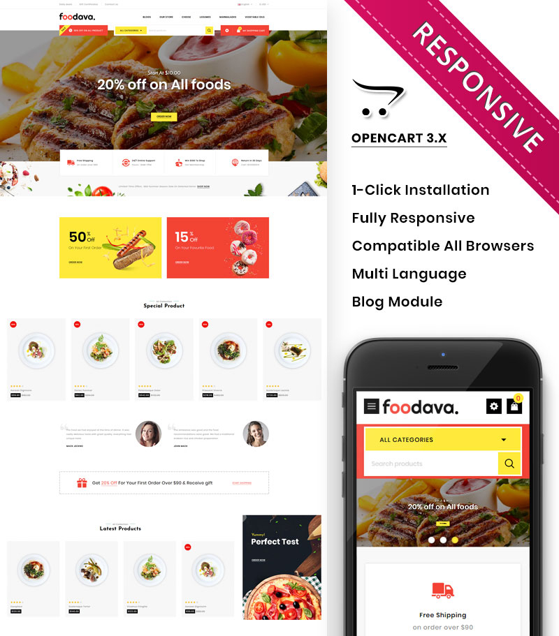 Foodava - The food Store OpenCart Template